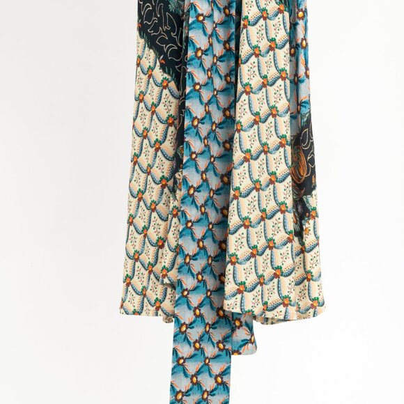 Etro PF/23 Azzurro Floralia Crepe Midi Wrap Dress - Picture 8 of 11